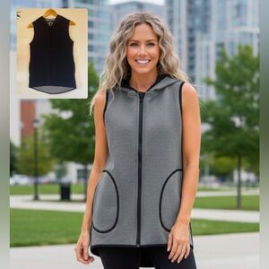 Lululemon Reversible Vest | Black & Gray | Size 6 | Hooded Stretchy Layer